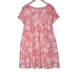 TALBOTS PETITES Seashells Dress Shells Trapeze Swing Size MP Pink Peach Beach